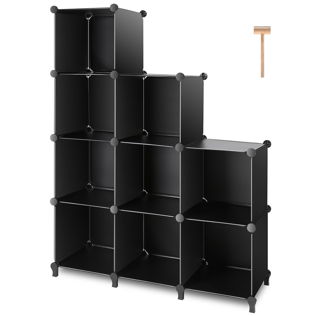 TomCare Cube Storage 9-Cube Closet Organizer Shelves Plastic Storage Cube Organizer DIY Closet Organizer Storage Cabinet Modular Book Shelf Shelving for Bedroom Living Room Office, Black