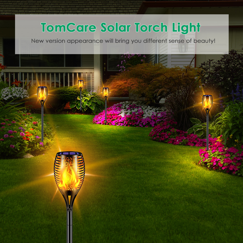 99 LEDs Waterproof Flickering Flame Solar Lanterns Torch Light Yard Garden Lamp 
