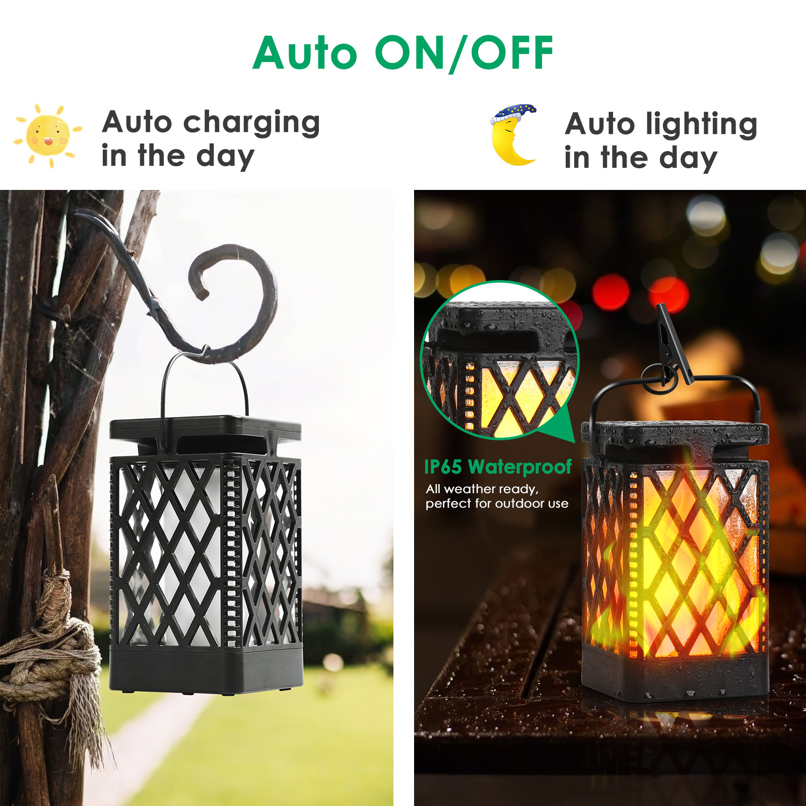 TomCare Solar Lights Outdoor Flickering Flame Solar Lantern Outdoor Hanging Lanterns Decorative Outdoor Lighting Solar Powered Waterproof LED Flame Umbrella Lights for Patio Garden Deck Yard, 2 Pack