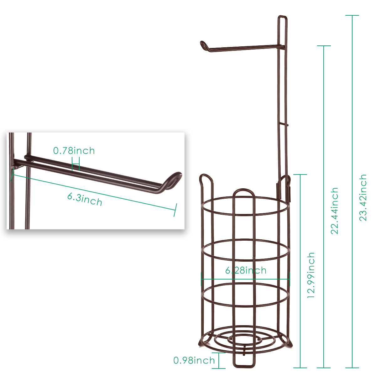 TomCare Toilet Paper Holder Toilet Paper Stand and Dispenser for 3 Spare Rolls Metal Wire Free-Standing Toilet Tissue Paper Roll Storage Shelf Bathroom Accessories Storage Organizer Bronze