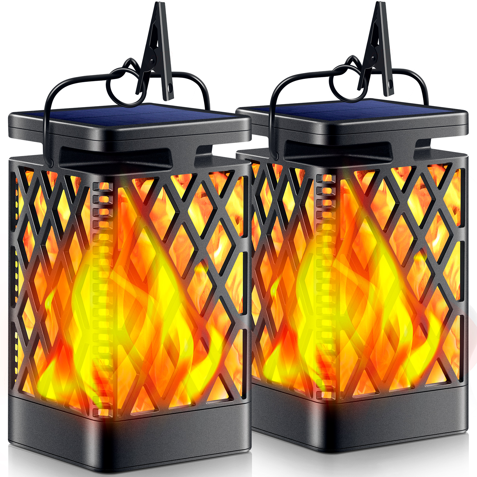 TomCare Solar Lights Outdoor Flickering Flame Solar Lantern Outdoor Hanging Lanterns Decorative Outdoor Lighting Solar Powered Waterproof LED Flame Umbrella Lights for Patio Garden Deck Yard, 2 Pack