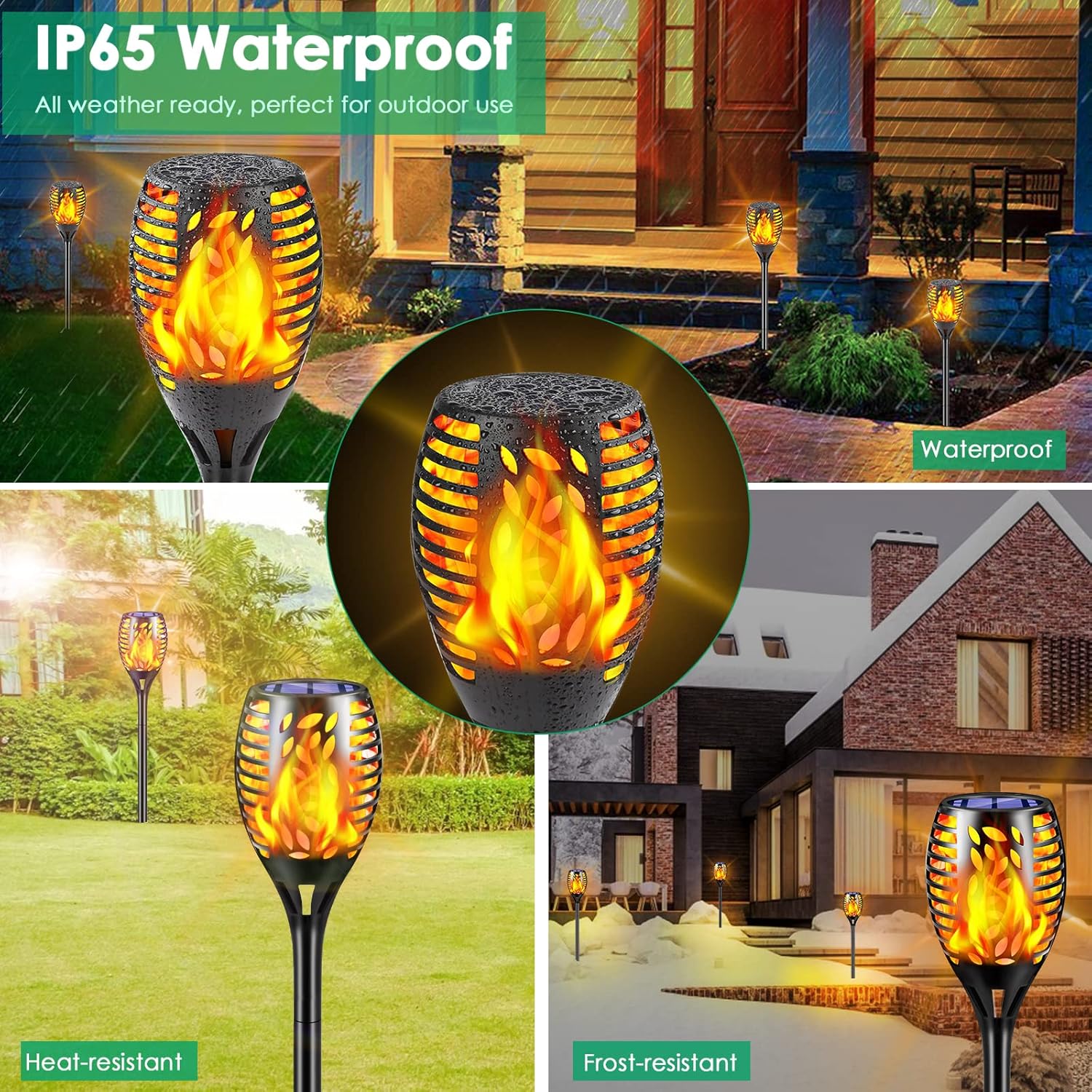 TomCare 8 Pack Outdoor Flickering Flames Torch Decorative Garden Lights Solar Powered Waterproof Christmas Decorations Lighting for Garden Patio Yard Landscape